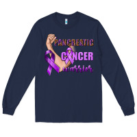 Navy Pancreatic Cancer Warrior Long Sleeve Tee - texasbilliewilder