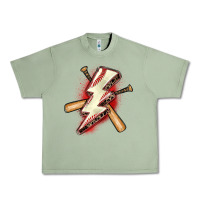 Oil Green baseball lightning bolt Urban Heavy Tee - Zillion Design Studio