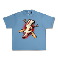 Pebble Blue baseball lightning bolt Urban Heavy Tee - Zillion Design Studio