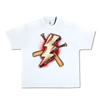 White baseball lightning bolt Urban Heavy Tee - Zillion Design Studio