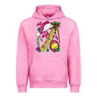 Fuchsia Pink Pink Christmas Breast Cancer Ribbon Softball Urban Hoodie - BundleAndBundleShop