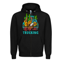 Black keep on trucking with western truck Zipper Hoodie - HRA Design Shop