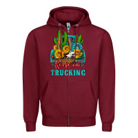 Burgundy keep on trucking with western truck Zipper Hoodie - HRA Design Shop