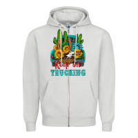 Dove Grey keep on trucking with western truck Zipper Hoodie - HRA Design Shop