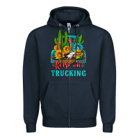 Navy keep on trucking with western truck Zipper Hoodie - HRA Design Shop