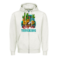 Oatmeal Heather keep on trucking with western truck Zipper Hoodie - HRA Design Shop