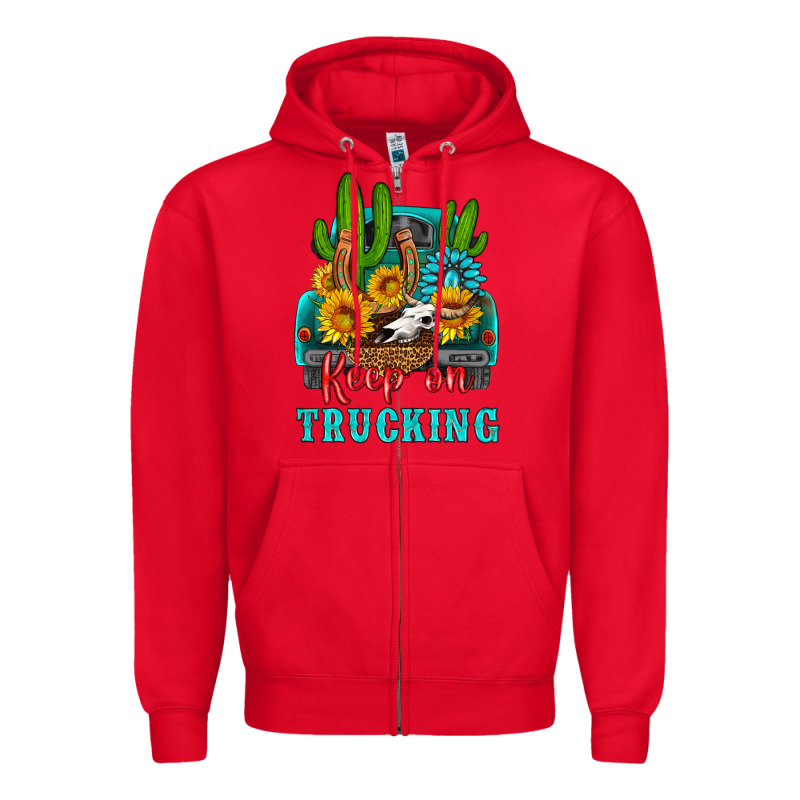 Keep On Trucking With Western Truck Zipper Hoodie by HRA Design Shop | Teevron