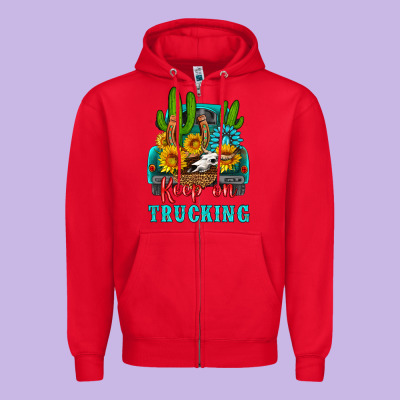 Keep On Trucking With Western Truck Zipper Hoodie Designed By Hra Design Shop