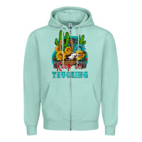 Seafoam keep on trucking with western truck Zipper Hoodie - HRA Design Shop