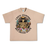 Burro I Hate Everyone But Coffee Helps With Flowers Urban Heavy Tee - RanaPortraitStore
