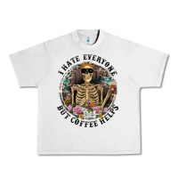 Lunar Rock I Hate Everyone But Coffee Helps With Flowers Urban Heavy Tee - RanaPortraitStore