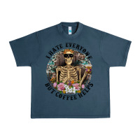 Midnight Navy I Hate Everyone But Coffee Helps With Flowers Urban Heavy Tee - RanaPortraitStore
