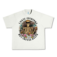 Pistachio I Hate Everyone But Coffee Helps With Flowers Urban Heavy Tee - RanaPortraitStore