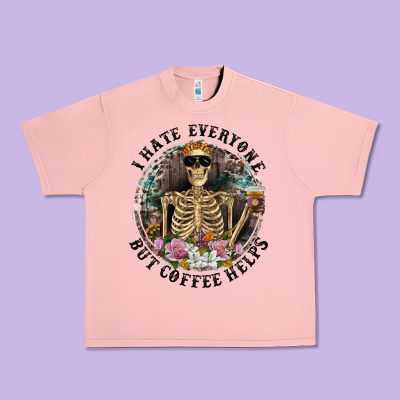 Urban Heavy Tee I Hate Everyone But Coffee Helps With Flowers