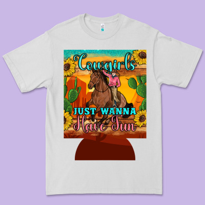 Cowgirls Just Wanna Have Fun 12 Oz Can Cooler (regular) Premium Tee Designed By Artiststas