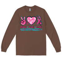 Chestnut Peace Love Cure Breast Cancer Awareness Long Sleeve Tee - texasbilliewilder