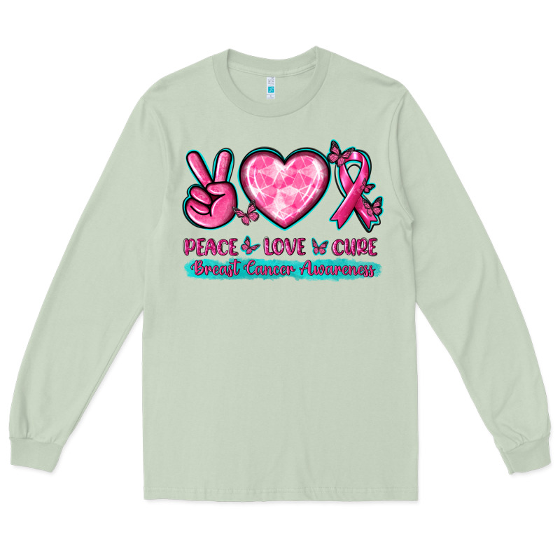 Peace Love Cure Breast Cancer Awareness Long Sleeve Tee by texasbilliewilder | Teevron