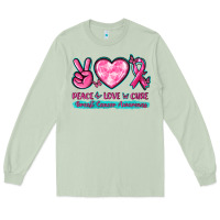 Matcha Peace Love Cure Breast Cancer Awareness Long Sleeve Tee - texasbilliewilder