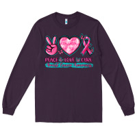 Plum Peace Love Cure Breast Cancer Awareness Long Sleeve Tee - texasbilliewilder