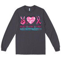 Smoke Peace Love Cure Breast Cancer Awareness Long Sleeve Tee - texasbilliewilder
