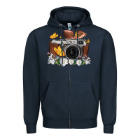 Navy floral butterfly film roll vintage camera Zipper Hoodie - FaDigitalArtStudio