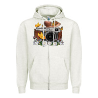 Oatmeal Heather floral butterfly film roll vintage camera Zipper Hoodie - FaDigitalArtStudio