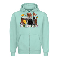 Seafoam floral butterfly film roll vintage camera Zipper Hoodie - FaDigitalArtStudio
