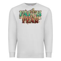 Dove Grey faith over fear cross Premium Sweatshirt - NancyCooperArtShop