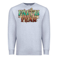 Heather Grey faith over fear cross Premium Sweatshirt - NancyCooperArtShop