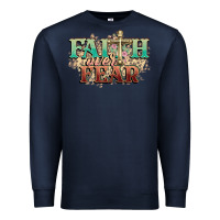 Navy faith over fear cross Premium Sweatshirt - NancyCooperArtShop