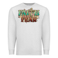 Oatmeal Heather faith over fear cross Premium Sweatshirt - NancyCooperArtShop