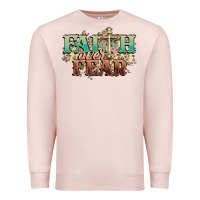 Pale Pink faith over fear cross Premium Sweatshirt - NancyCooperArtShop