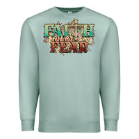 Seafoam faith over fear cross Premium Sweatshirt - NancyCooperArtShop