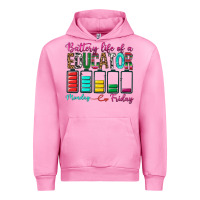 Fuchsia Pink Battery Life Of A Educator Urban Hoodie - BundleAndBundleShop