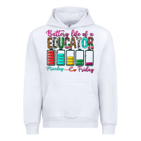 White Battery Life Of A Educator Urban Hoodie - BundleAndBundleShop
