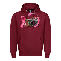 Burgundy floral cancer ribbon vintage camera Zipper Hoodie - FaDigitalArtStudio