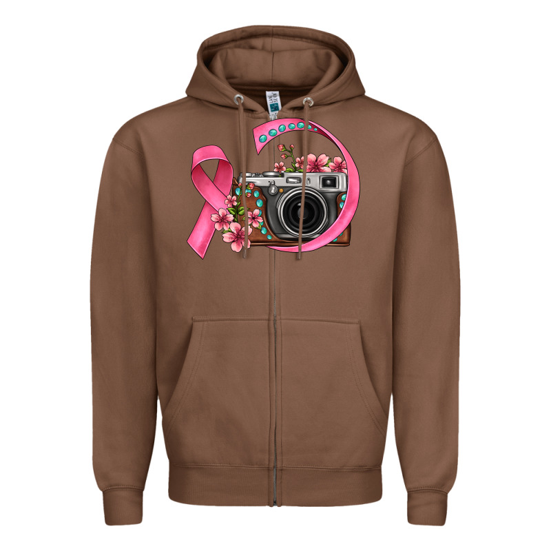Floral Cancer Ribbon Vintage Camera Zipper Hoodie by FaDigitalArtStudio | Teevron