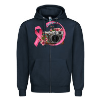 Navy floral cancer ribbon vintage camera Zipper Hoodie - FaDigitalArtStudio