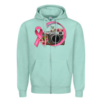 Seafoam floral cancer ribbon vintage camera Zipper Hoodie - FaDigitalArtStudio