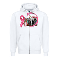 White floral cancer ribbon vintage camera Zipper Hoodie - FaDigitalArtStudio