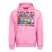 Fuchsia Pink Battery Life Of A lunch Lady Urban Hoodie - BundleAndBundleShop