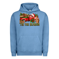 Pigment Pebble Blue Tis' The Season Christmas Truck Urban Hoodie - BundleAndBundleShop