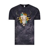 Cloud Black cow aztec western bull skull Vintage Tee - texasbilliewilder