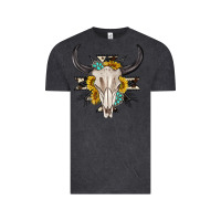 Vintage Black cow aztec western bull skull Vintage Tee - texasbilliewilder