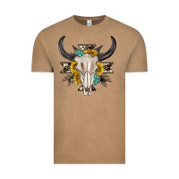 Vintage Coffee cow aztec western bull skull Vintage Tee - texasbilliewilder