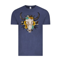 Vintage Denim cow aztec western bull skull Vintage Tee - texasbilliewilder