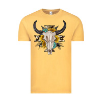Vintage Mustard cow aztec western bull skull Vintage Tee - texasbilliewilder