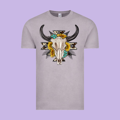 Vintage Tee cow aztec western bull skull