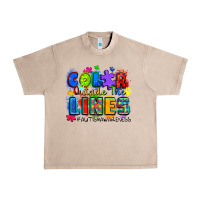 French Oak color outside the lines autism awareness Urban Heavy Tee - Zillion Design Studio