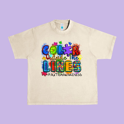 Color Outside The Lines Autism Awareness Urban Heavy Tee Designed By Zillion Design Studio